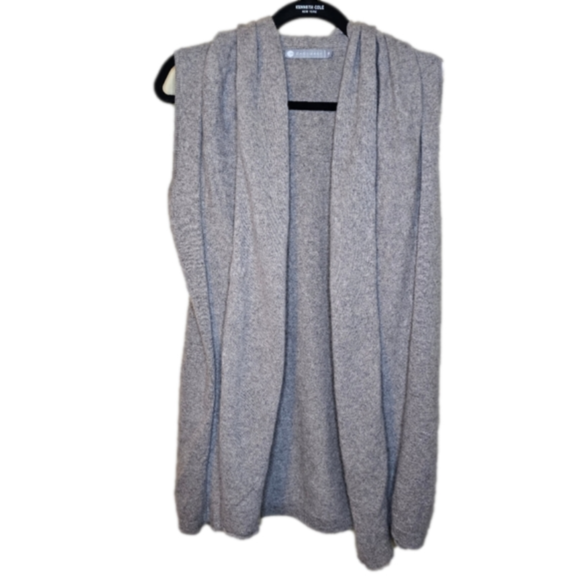 In Cashmere Hooded tank duster cardigan in Brown/Taupe Size Small - Picture 1 of 6